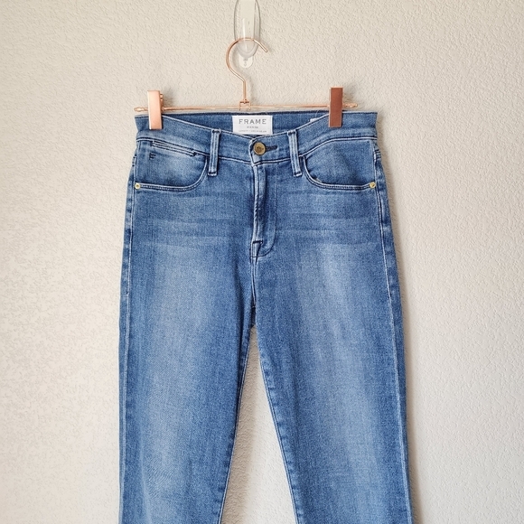 FRAME Le High Straight Jeans in Oshea raw hem size 24 - Picture 10 of 12